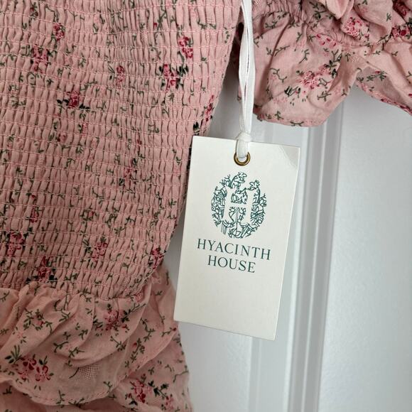 Hyacinth House Smocked Pink Floral Marie Mini Dress Size XXL NWT Cottagecore - Picture 5 of 7